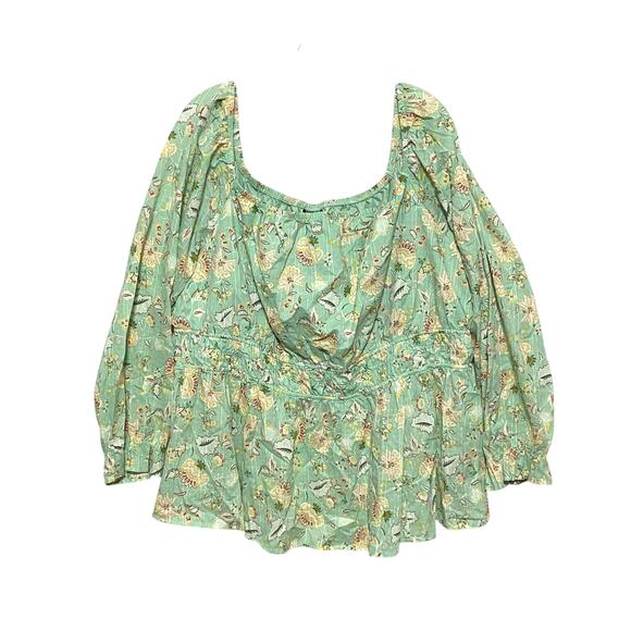 Torrid 3 Floral Blouson Sleeve Smocked Top Peasant Blouse Womens 3X 22-24 NWT - Picture 1 of 9